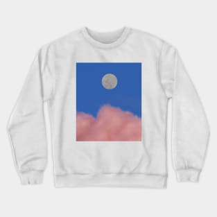 Dreamy moon pink cloud and blue sky Crewneck Sweatshirt